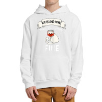 Womens Funny Cats Wine Everything Fine Red Wine Glasses Wine Lovers T Urban Pullover Hoodie | Artistshot