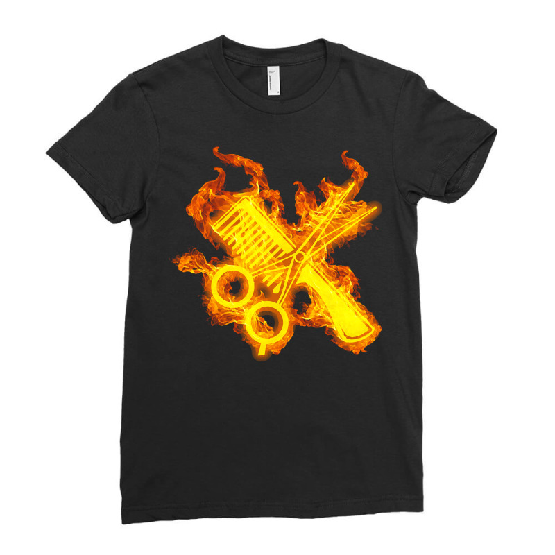 Hairdresser T  Shirt Fire Hairdresser Scissors And Comb T  Shirt Ladies Fitted T-Shirt by skeletonpeony | Artistshot