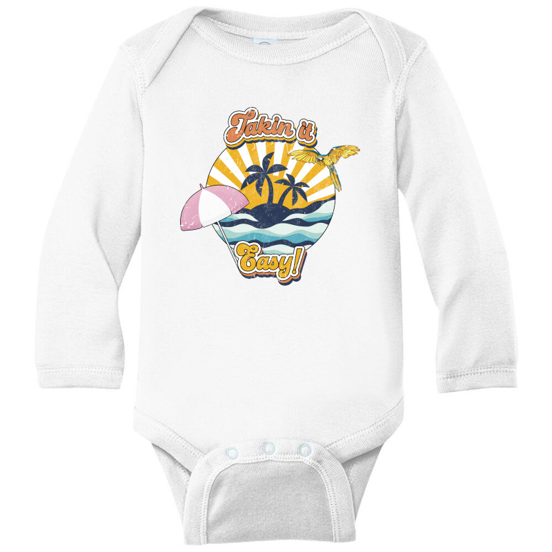 Takin It Easy - Summer Vacation Long Sleeve Baby Bodysuit by Inspired Images | Artistshot