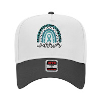 Womens Warrior Cute Teal Rainbow Graphic Ovarian Cancer Awareness T Sh Adjustable Baseball Cap | Artistshot