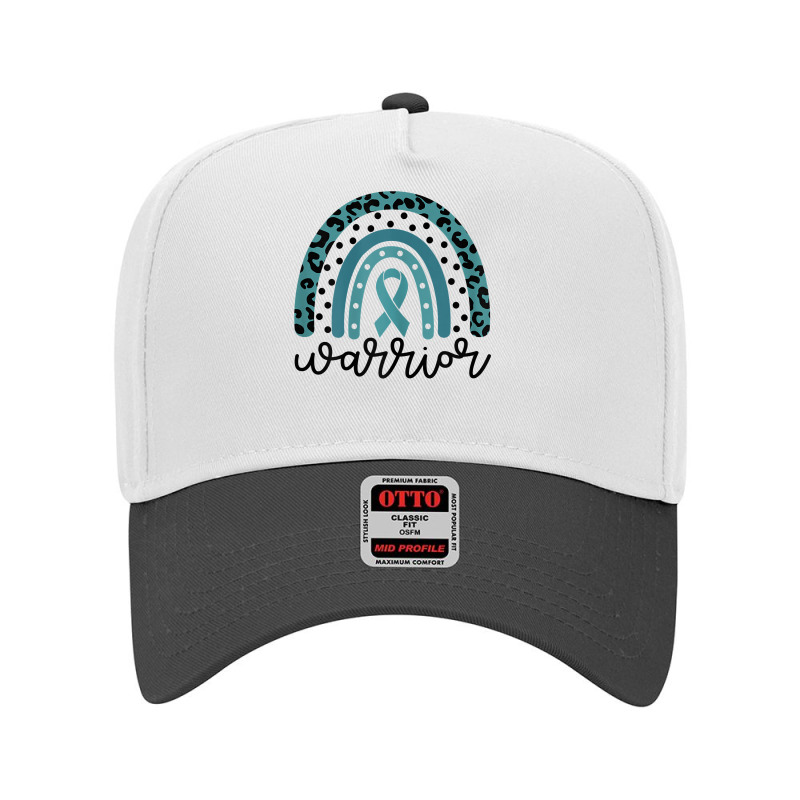 Womens Warrior Cute Teal Rainbow Graphic Ovarian Cancer Awareness T Sh Adjustable Baseball Cap | Artistshot