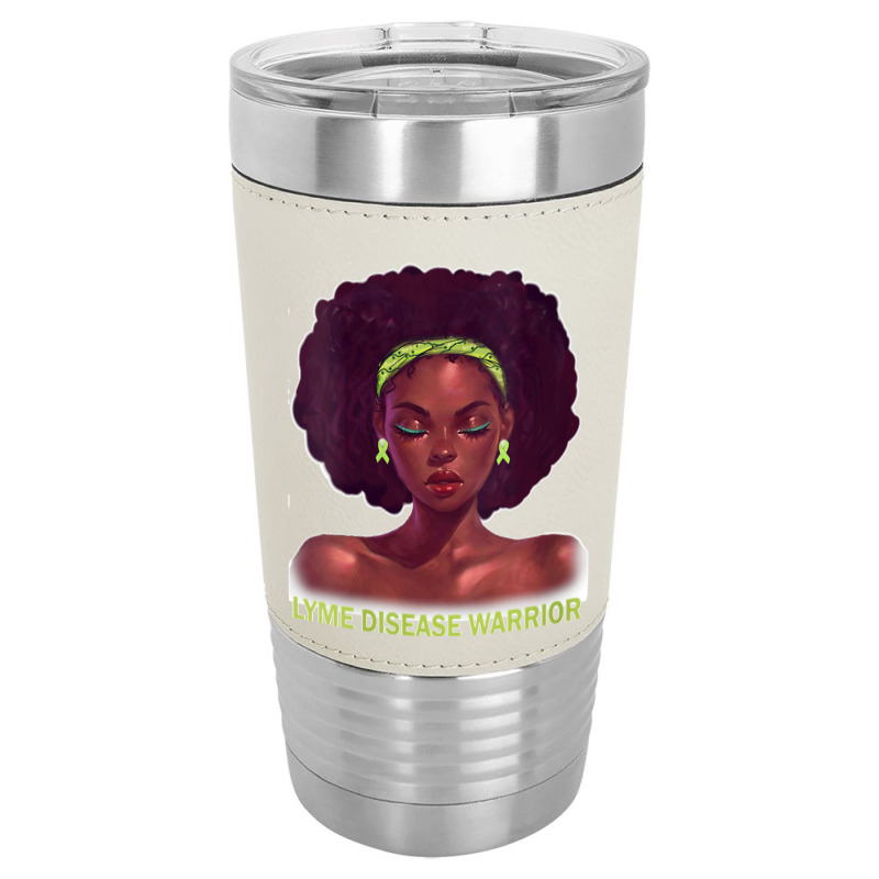 Womens Afro African American Black Woman Lyme Disease Warrior V Neck Leatherette Tumbler | Artistshot