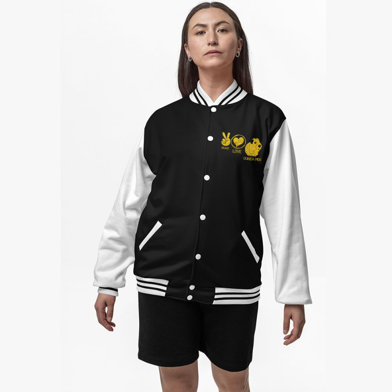 Cute Peace Love Guinea Pigs Bomber Jacket | Artistshot