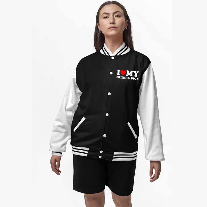 I Love My Guinea Pigs Funny Guinea Pig Bomber Jacket | Artistshot