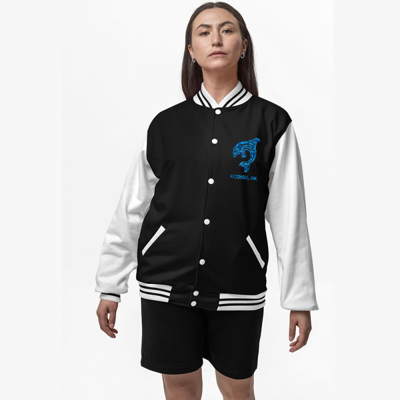 Blue Kodiak Alaska Native American Indian Orca Killer Whale Raglan Bas Bomber Jacket by LemonJack | Artistshot