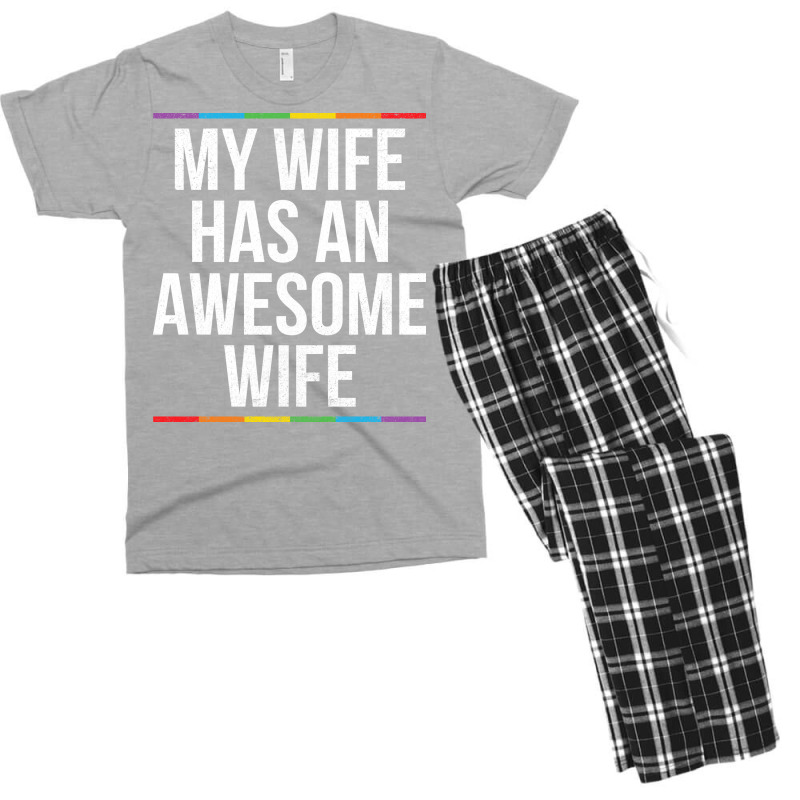 My Wife Has An Awesome Wife Lesbian Wedding Lgbt Men's T-shirt Pajama Set by TMSTOREART | Artistshot