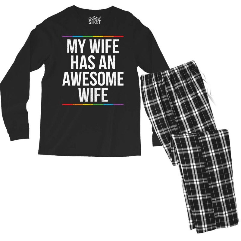 My Wife Has An Awesome Wife Lesbian Wedding Lgbt Men's Long Sleeve Pajama Set by TMSTOREART | Artistshot