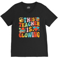 This Teacher Is Glowing Hello Summer V-neck Tee | Artistshot