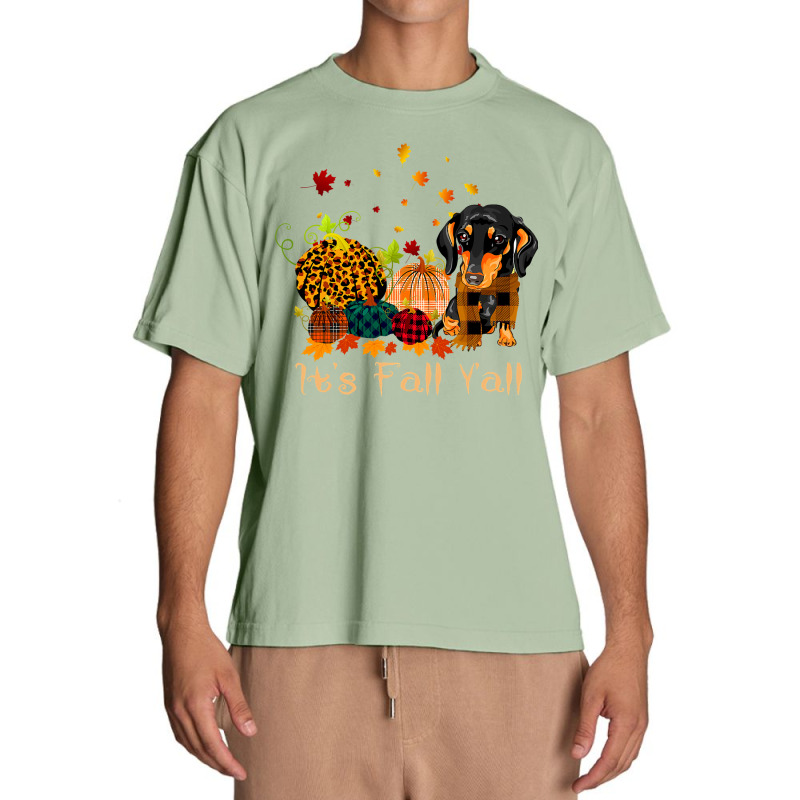 Dachshund Doxie Its Fall Yall Dachshund Pumpkin Dog Thanksgiving Costu Urban Heavy T-shirt | Artistshot