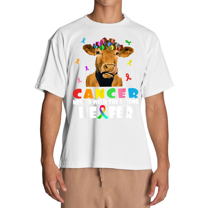 Cancer Messed With The Wrong Heifer Cow Lover Fight Cancer T Shirt Urban Heavy T-shirt by jaiahlowes | Artistshot