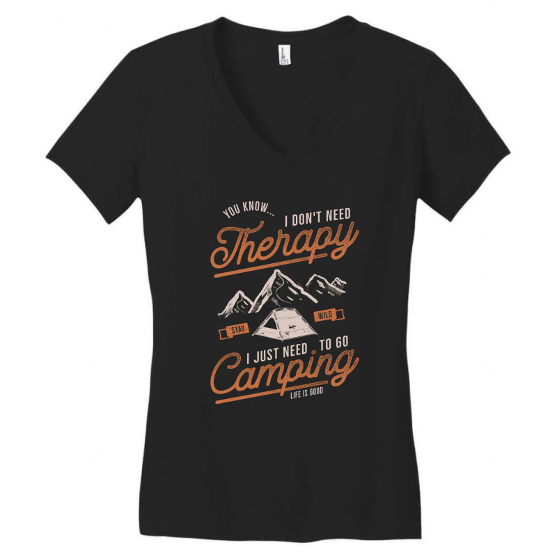 Camping Therapy Color Lite Women's V-Neck T-Shirt by Biraj | Artistshot