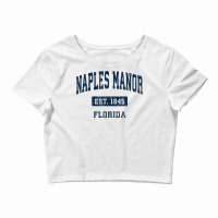 Naples Manor Florida Fl Vintage Sports Established Navy Desi T Shirt Crop Top | Artistshot