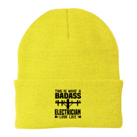 Funny Electrician This Is What Badass Electrician Look Like Beanie | Artistshot