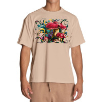 Mushrooms T  Shirt Colorful Red Mushrooms Painting, Psychedelic Amanit Urban Heavy T-shirt | Artistshot