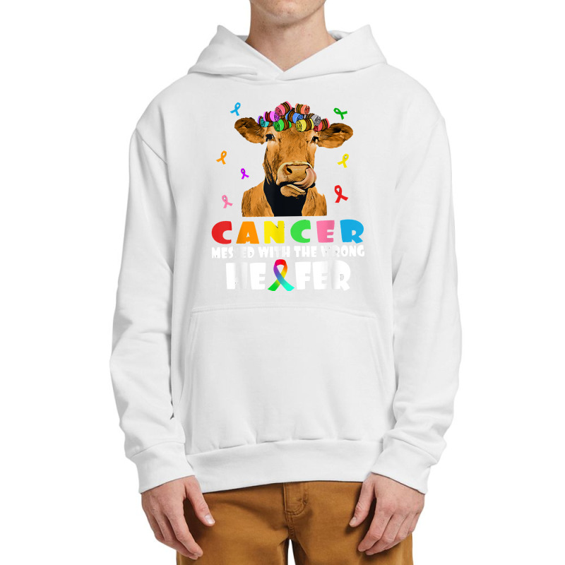 Cancer Messed With The Wrong Heifer Cow Lover Fight Cancer T Shirt Urban Pullover Hoodie by jaiahlowes | Artistshot