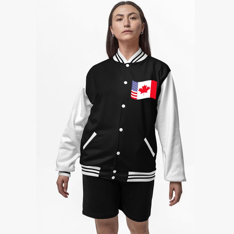 Canada T  Shirt Canada Flag U S A Flag American Canadian Friendship Ca Bomber Jacket | Artistshot