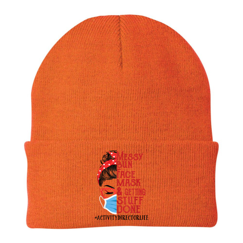 Messy Bun Face Mask Getting Stuff Done Activity Director T Shirt Beanie by men.adam | Artistshot