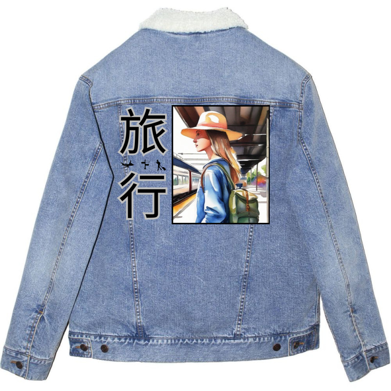 Traveling Unisex Sherpa-Lined Denim Jacket by SeuArt | Artistshot