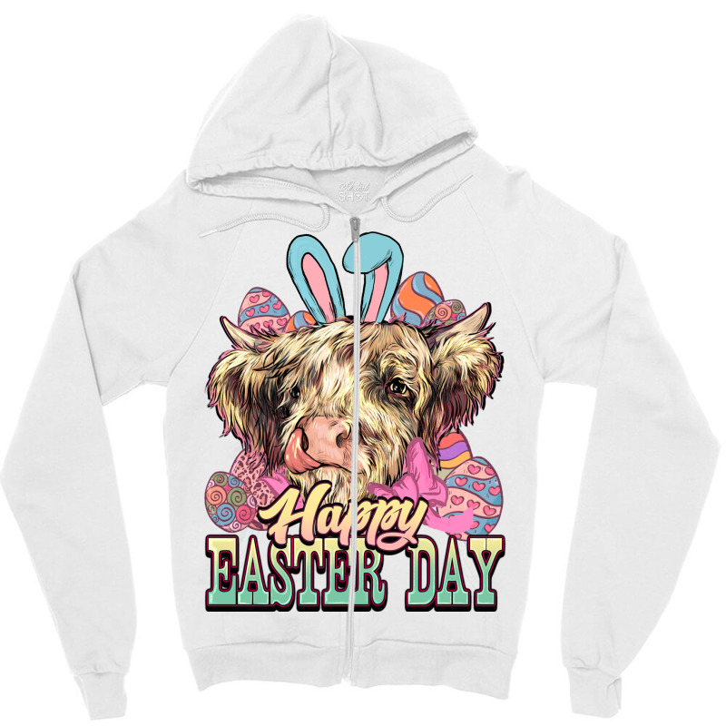 Easter Day Cow Zipper Hoodie | Artistshot