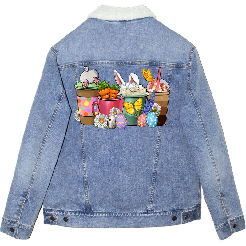 Easter Coffee Cups Unisex Sherpa-lined Denim Jacket | Artistshot