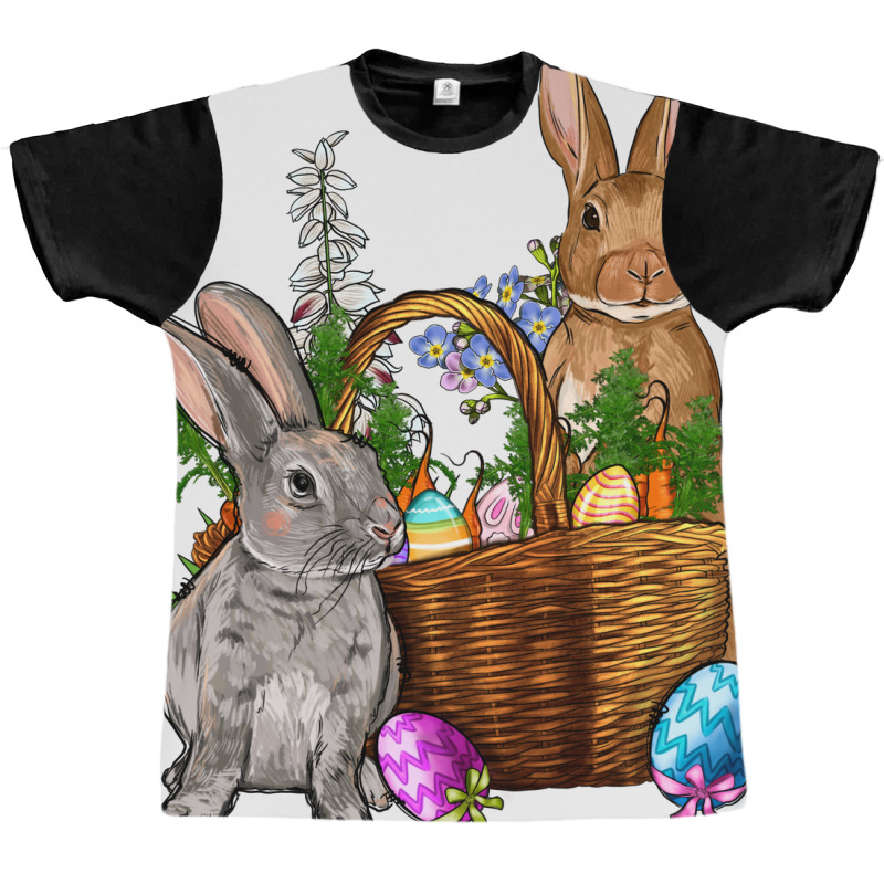 Bunnys Carrots Eggs With Basket Easter Graphic T-shirt | Artistshot