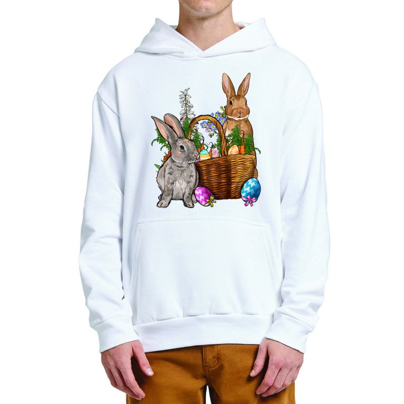 Bunnys Carrots Eggs With Basket Easter Urban Pullover Hoodie | Artistshot