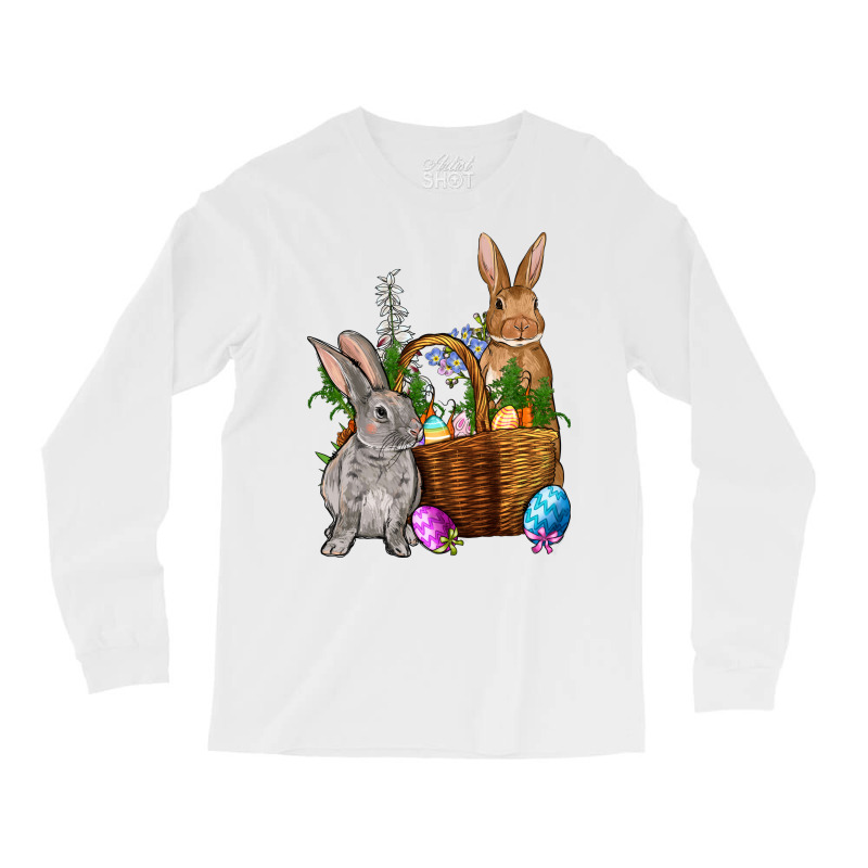 Bunnys Carrots Eggs With Basket Easter Long Sleeve Shirts | Artistshot