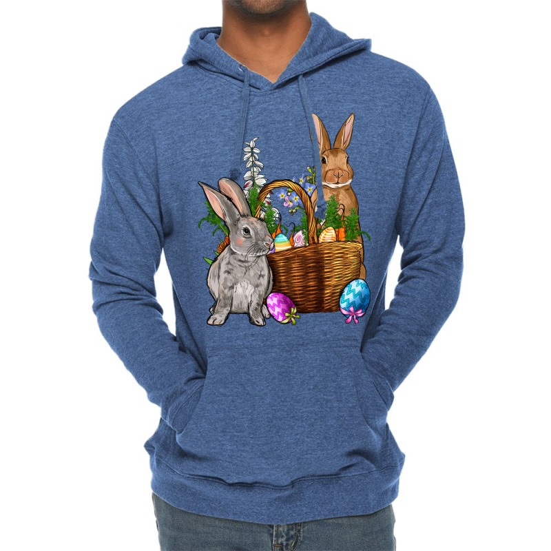 Bunnys Carrots Eggs With Basket Easter Lightweight Hoodie | Artistshot