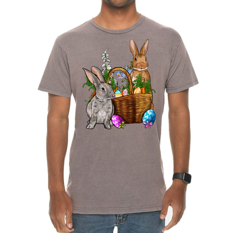 Bunnys Carrots Eggs With Basket Easter Vintage T-shirt | Artistshot