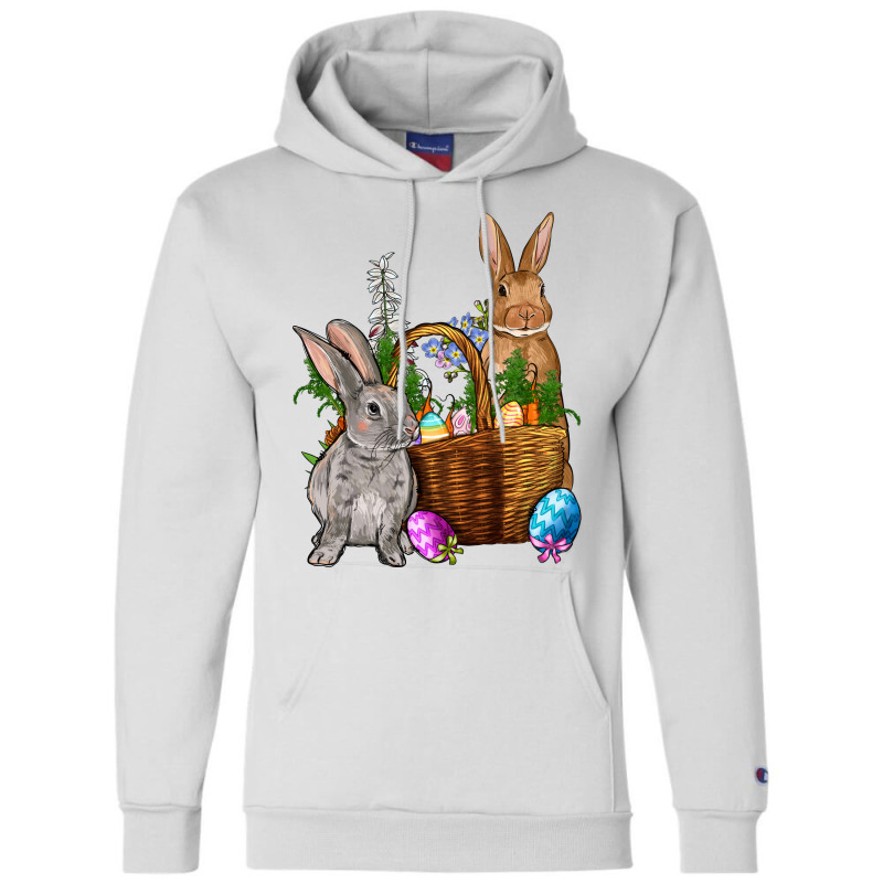 Bunnys Carrots Eggs With Basket Easter Champion Hoodie | Artistshot