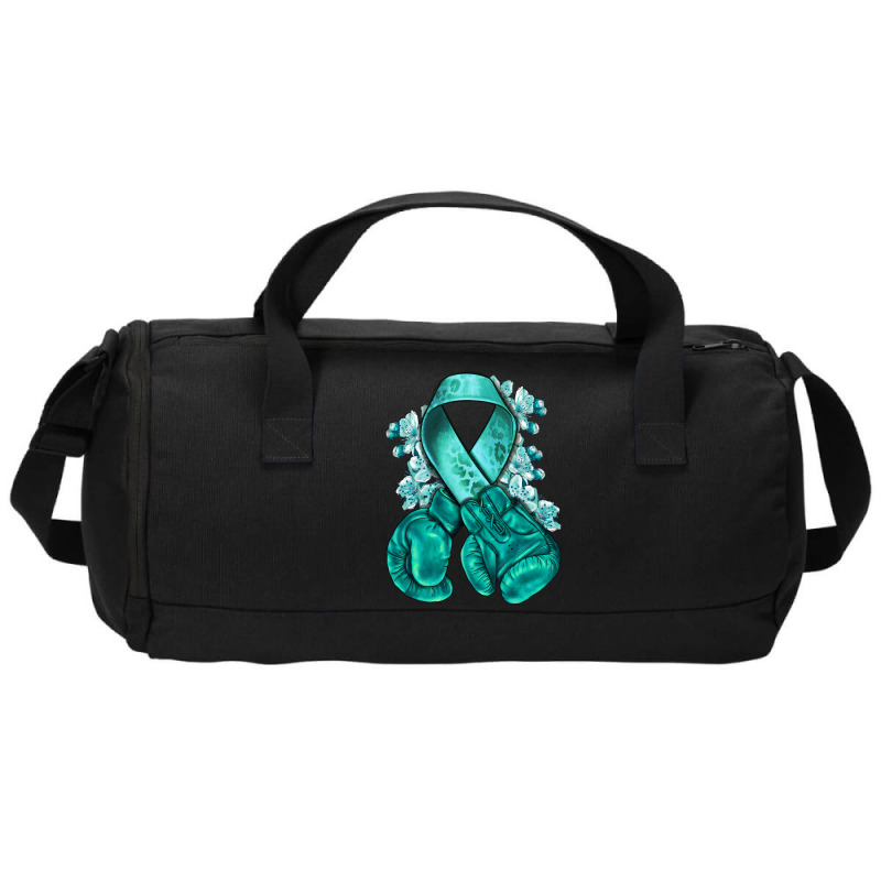 Ovarian Cancer Teal Ribbon With Boxing Gloves Duffel Bag | Artistshot