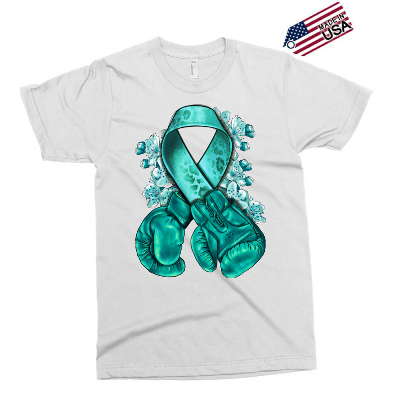 Ovarian Cancer Teal Ribbon With Boxing Gloves Exclusive T-shirt | Artistshot