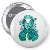 Ovarian Cancer Teal Ribbon With Boxing Gloves Pin-back Button | Artistshot