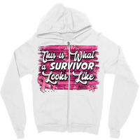 This Is What A Survivor Looks Like Breast Cancer Zipper Hoodie | Artistshot