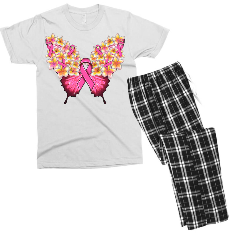 Pink Ribbon Breast Cancer Butterfly Men's T-shirt Pajama Set | Artistshot