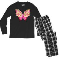 Pink Ribbon Breast Cancer Butterfly Men's Long Sleeve Pajama Set | Artistshot