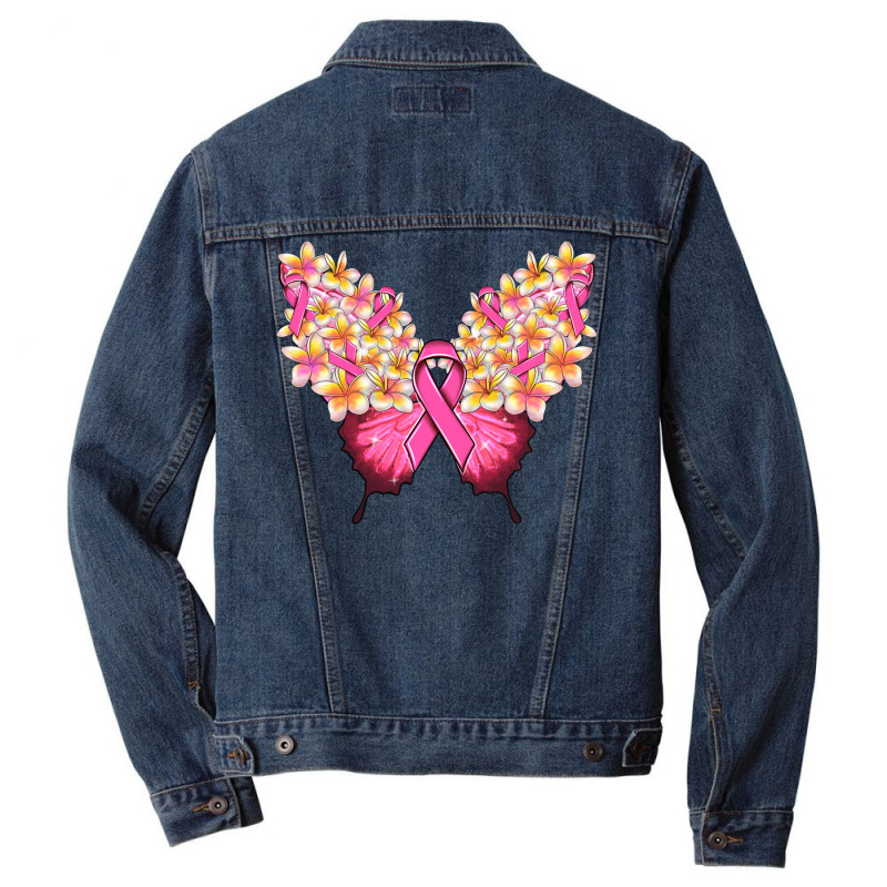 Pink Ribbon Breast Cancer Butterfly Men Denim Jacket | Artistshot