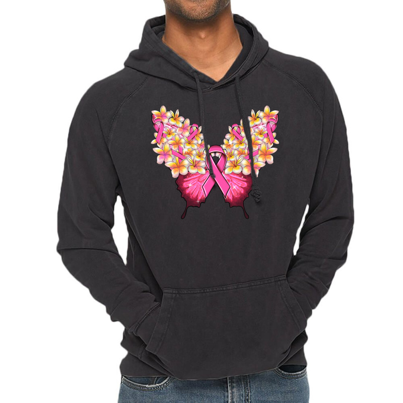 Pink Ribbon Breast Cancer Butterfly Vintage Hoodie | Artistshot