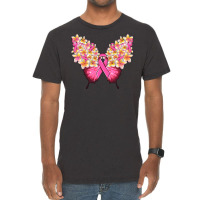 Pink Ribbon Breast Cancer Butterfly Vintage T-shirt | Artistshot