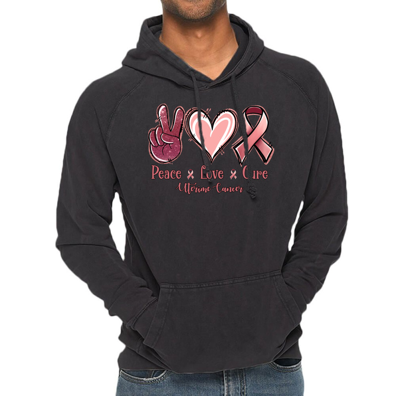 Peace Love Cure Uterine Cancer Vintage Hoodie | Artistshot