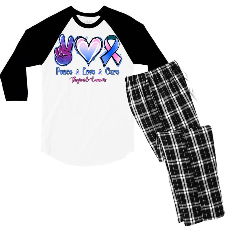 Peace Love Cure Thyroid Cancer Men's 3/4 Sleeve Pajama Set | Artistshot