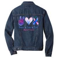 Peace Love Cure Thyroid Cancer Men Denim Jacket | Artistshot