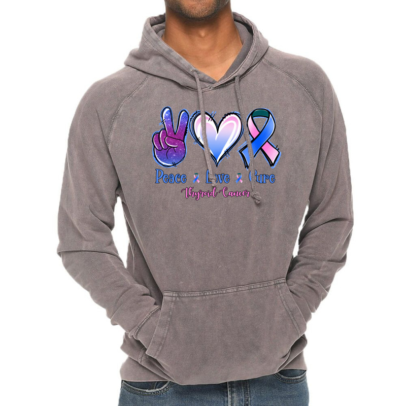 Peace Love Cure Thyroid Cancer Vintage Hoodie | Artistshot