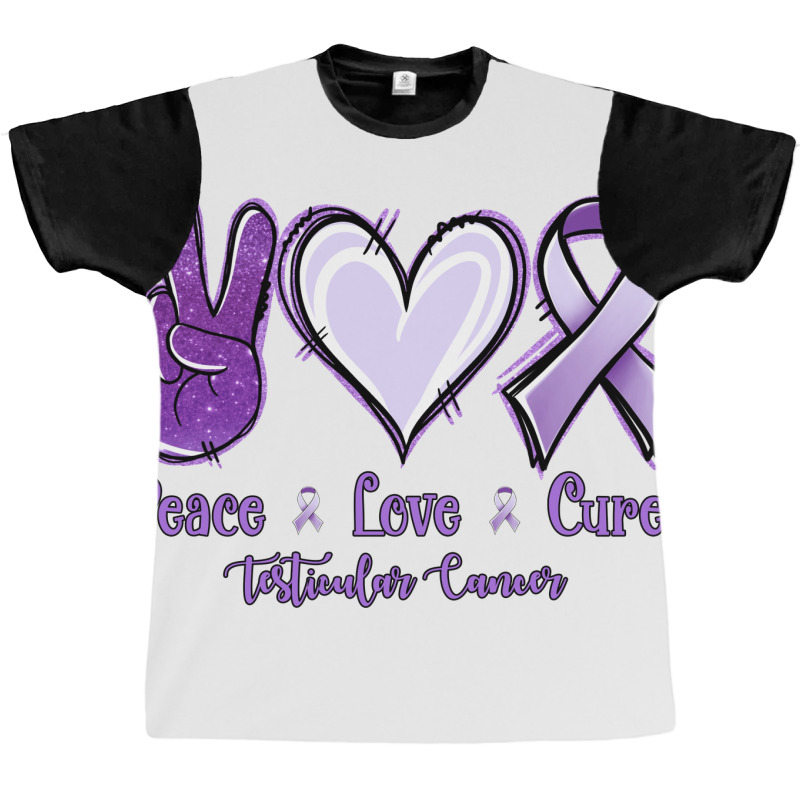 Peace Love Cure Testicular Cancer Graphic T-shirt | Artistshot