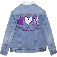 Peace Love Cure Testicular Cancer Unisex Sherpa-lined Denim Jacket | Artistshot