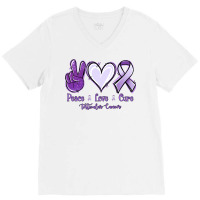 Peace Love Cure Testicular Cancer V-neck Tee | Artistshot