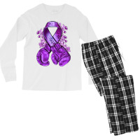 Domestic Violence Warrior Purple Ribbon Men's Long Sleeve Pajama Set | Artistshot