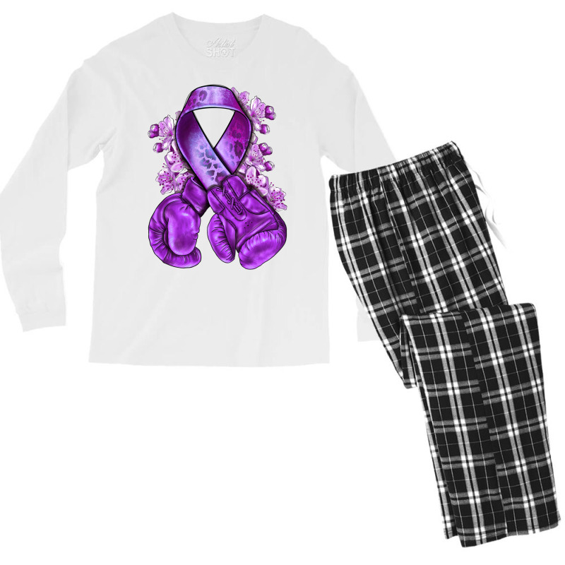 Domestic Violence Warrior Purple Ribbon Men's Long Sleeve Pajama Set | Artistshot