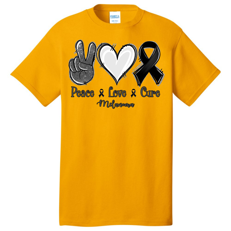 Peace Love Cure Melanoma Cancer Basic T-shirt | Artistshot