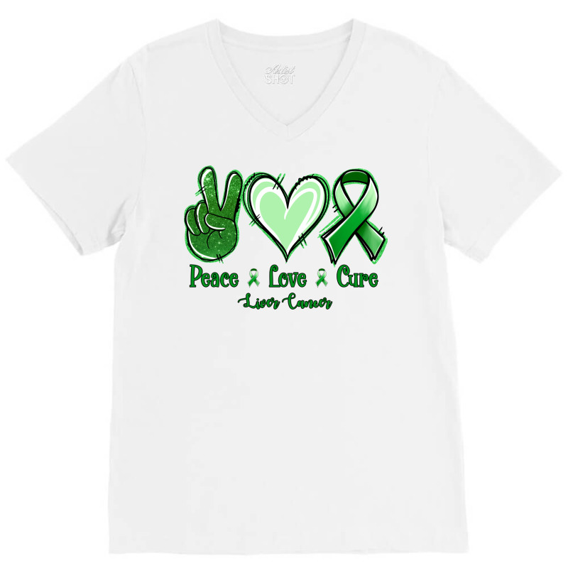 Peace Love Cure Liver Cancer V-neck Tee | Artistshot